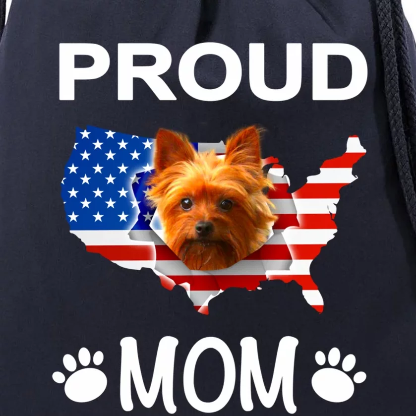 Yorkshire Terrier Yorkshire Terrier Proud Patriot Mom Gift Drawstring Bag