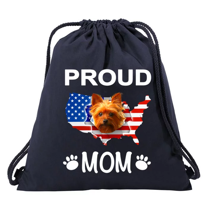 Yorkshire Terrier Yorkshire Terrier Proud Patriot Mom Gift Drawstring Bag