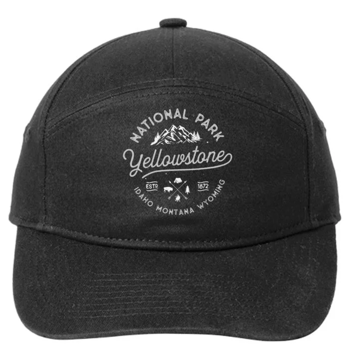 Yellowstone US National Park Bison Buffalo Vintage Men Women 7-Panel Snapback Hat