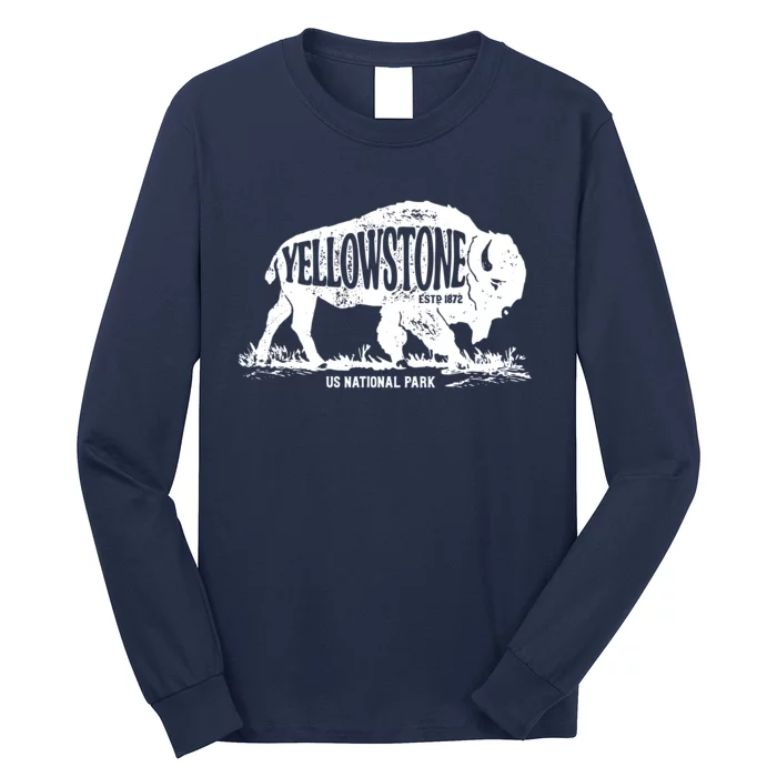 Yellowstone US National Park Bison Buffalo Vintage Men Women Long Sleeve Shirt