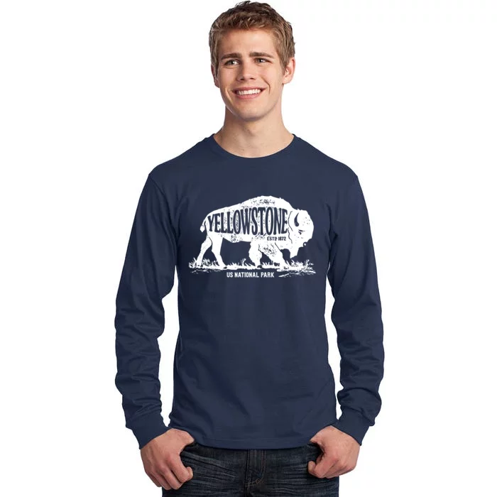 Yellowstone US National Park Bison Buffalo Vintage Men Women Tall Long Sleeve T-Shirt