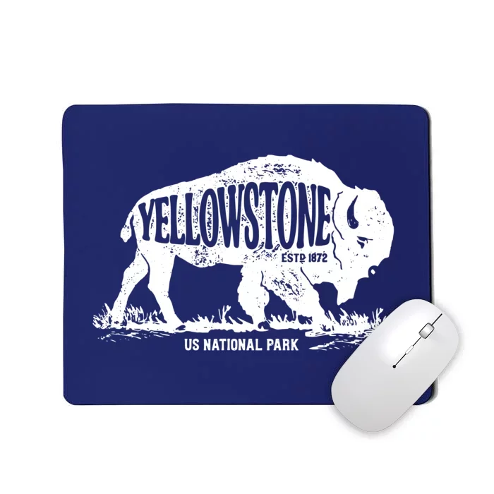 Yellowstone US National Park Bison Buffalo Vintage Men Women Mousepad