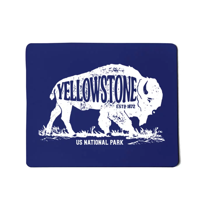 Yellowstone US National Park Bison Buffalo Vintage Men Women Mousepad