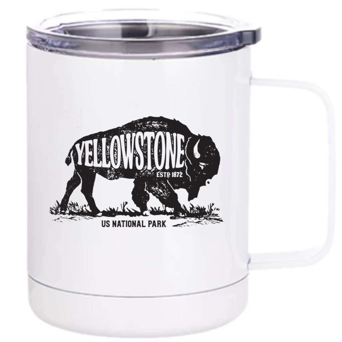 Yellowstone US National Park Bison Buffalo Vintage Men Women Front & Back 12oz Stainless Steel Tumbler Cup