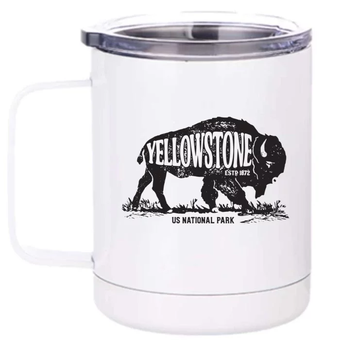 Yellowstone US National Park Bison Buffalo Vintage Men Women Front & Back 12oz Stainless Steel Tumbler Cup