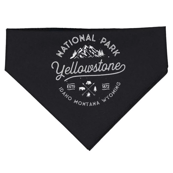 Yellowstone Us National Park Bison Buffalo Vintage USA-Made Doggie Bandana