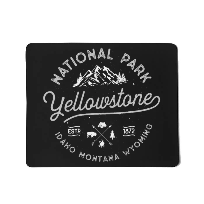 Yellowstone Us National Park Bison Buffalo Vintage Mousepad