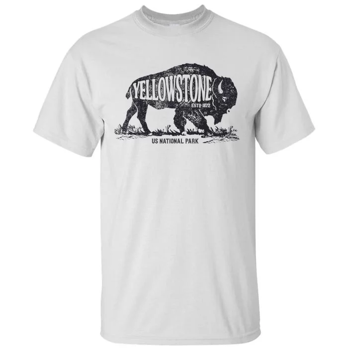 Yellowstone US National Park Bison Buffalo Vintage Men Women Tall T-Shirt