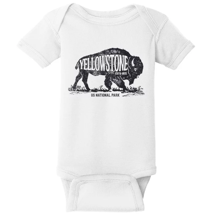 Yellowstone US National Park Bison Buffalo Vintage Men Women Baby Bodysuit