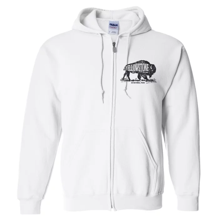 Yellowstone US National Park Bison Buffalo Vintage Men Women Full Zip Hoodie