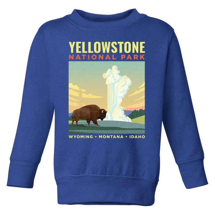 Yellowstone US National Park Bison Vintage Gift Toddler Sweatshirt