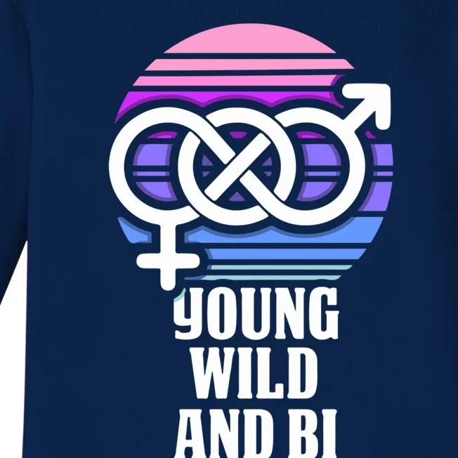 Young Wild And Bi Bisexual Pride Funny Gift Baby Long Sleeve Bodysuit