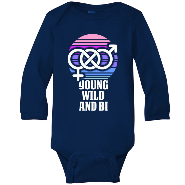 Young Wild And Bi Bisexual Pride Funny Gift Baby Long Sleeve Bodysuit