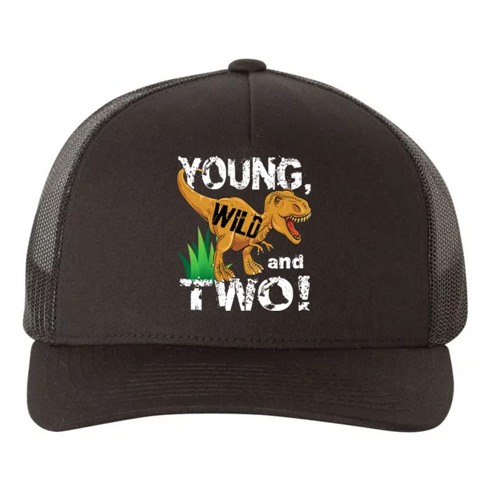 Young, Wild and Two 2 year old dinosaur birthday shirt boy Yupoong Adult 5-Panel Trucker Hat