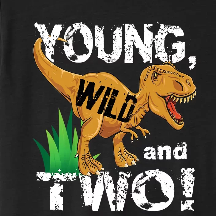 Young, Wild and Two 2 year old dinosaur birthday shirt boy ChromaSoft Performance T-Shirt