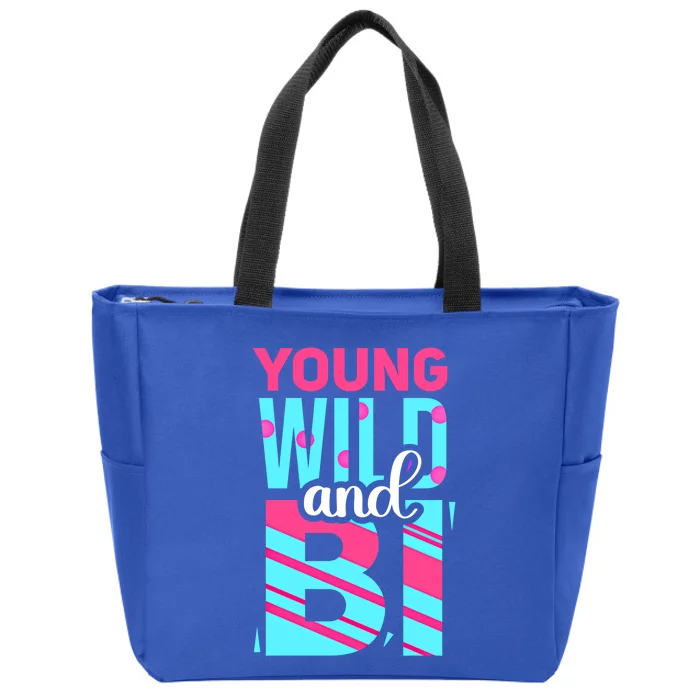 Young Wild And Bi Cute Gift Bisexual Pride Cool Gift Zip Tote Bag