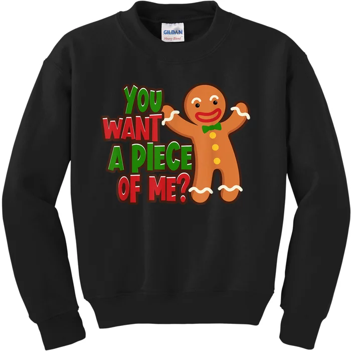 You Want A Piece Of Me Gingerbread Man Christmas Gift Idea Kids Sweatshirt