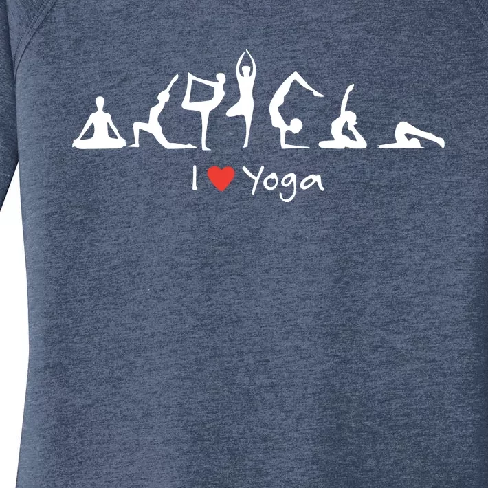 Yoga Workout Cute Funny Graphic Top Tee I Love Yoga Women's Perfect Tri Tunic Long Sleeve Shirt