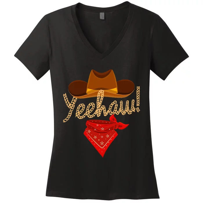 Yeehaw Western Country Howdy Southern Cowboy Yee Haw Vintage Women's V-Neck T-Shirt