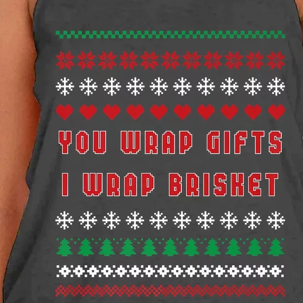 You Wrap Gifts I Wrap Brisket Ugly Christmas Sweater Women's Knotted Racerback Tank