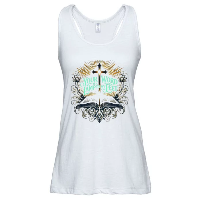 Your Word Is A Lamp To My Feet Coquette Jesus Christmas Ladies Essential Flowy Tank