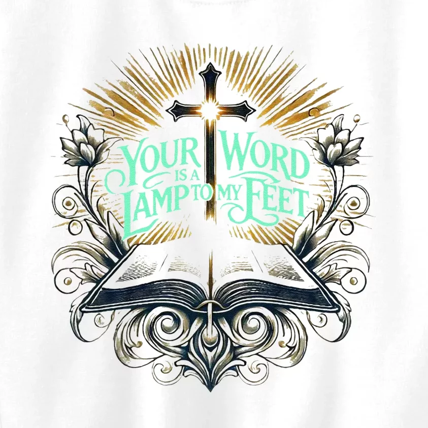 Your Word Is A Lamp To My Feet Coquette Jesus Christmas Kids Sweatshirt