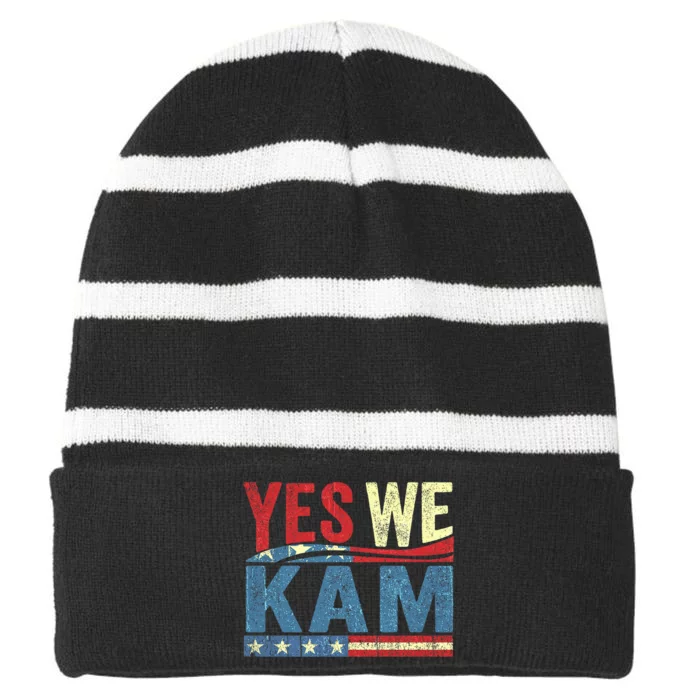 Yes We Kam Madam Kamala Harris Vote For Usa President 2024 Election Kamalaharris Striped Beanie with Solid Band