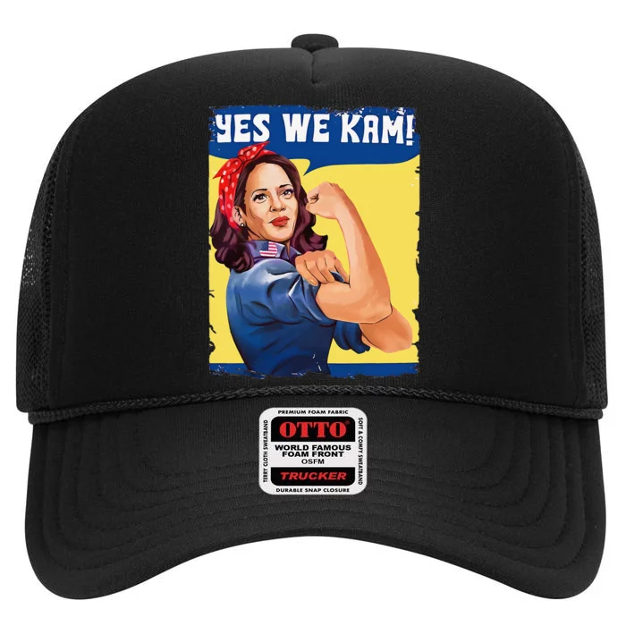 Yes We Kam Female President Gift High Crown Mesh Trucker Hat