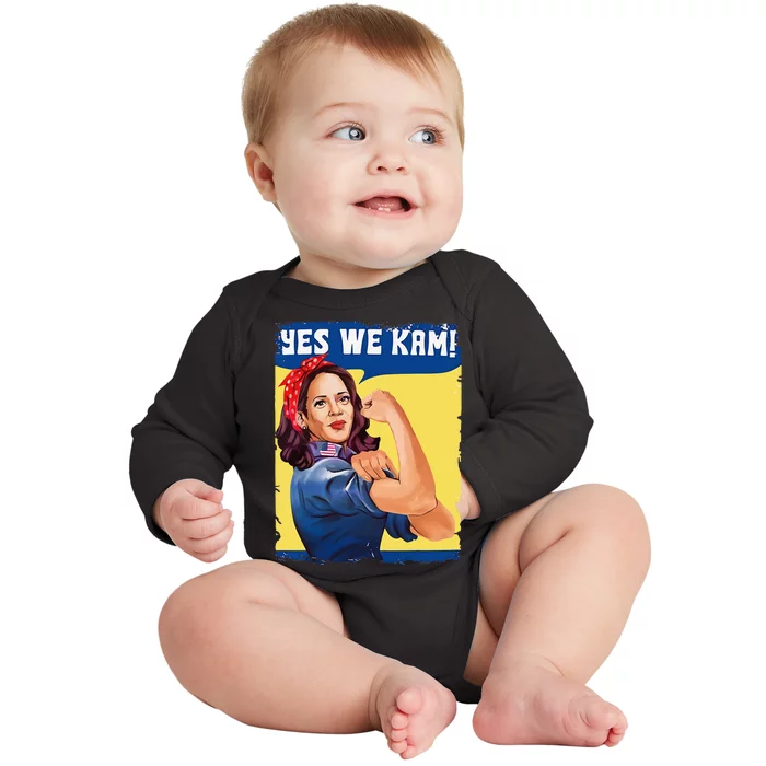 Yes We Kam Female President Gift Baby Long Sleeve Bodysuit