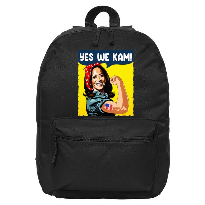 Yes We Kam Rosie The Riveter For President Kamala Harris 16 in Basic Backpack