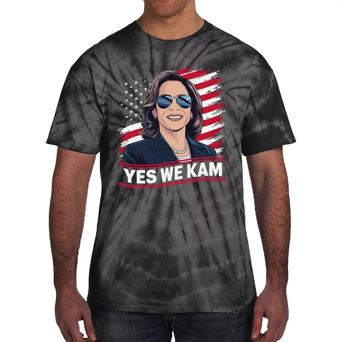 Yes We Kam American Flag Usa Kamala Harris Tie-Dye T-Shirt