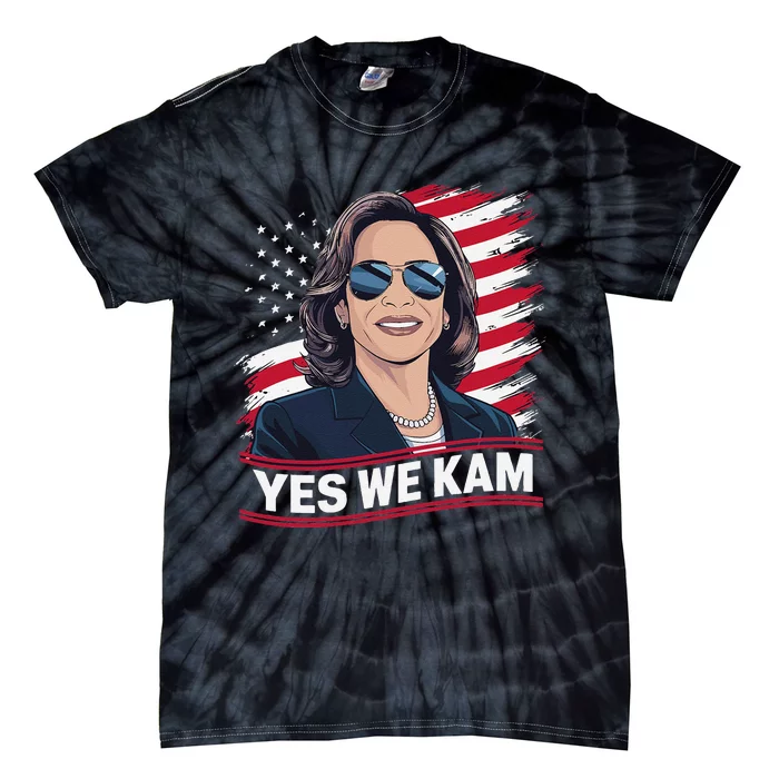 Yes We Kam American Flag Usa Kamala Harris Tie-Dye T-Shirt