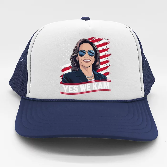 Yes We Kam American Flag Usa Kamala Harris Trucker Hat