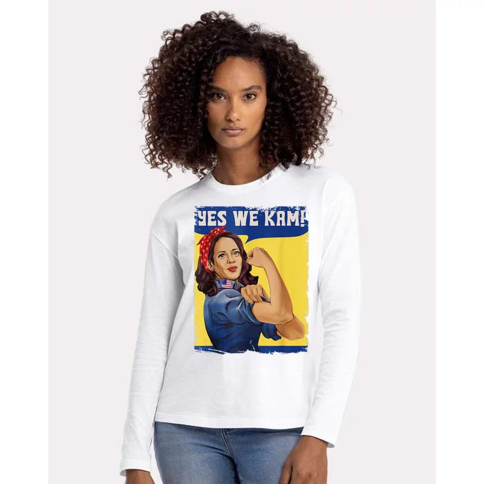 Yes We Kam Madam Harris Kamala Harris 2024 For President Womens Cotton Relaxed Long Sleeve T-Shirt