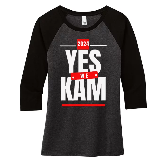 Yes We Kam! Vote Kamala Harris 2024 Women's Tri-Blend 3/4-Sleeve Raglan Shirt