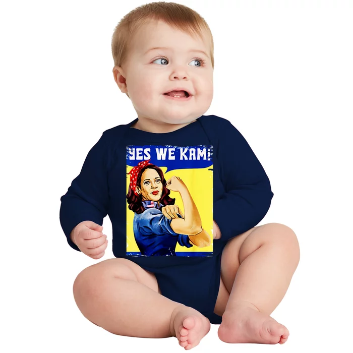 Yes We Kam Madam Harris Funny Baby Long Sleeve Bodysuit