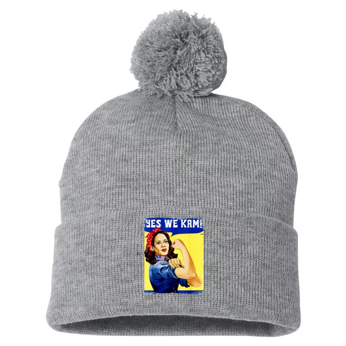 Yes We Kam Madam Harris Funny Pom Pom 12in Knit Beanie