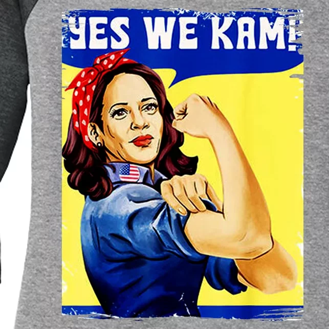 Yes We Kam Madam Harris Funny Women's Tri-Blend 3/4-Sleeve Raglan Shirt