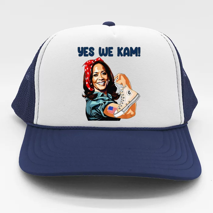 Yes We Kam Madam Harris Fun Chuck And Pearl Trucker Hat