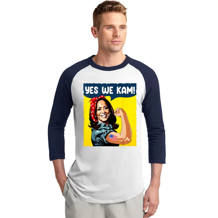 Yes We Kam Rosie The Riveter For President Kamala Harris Baseball Sleeve Shirt