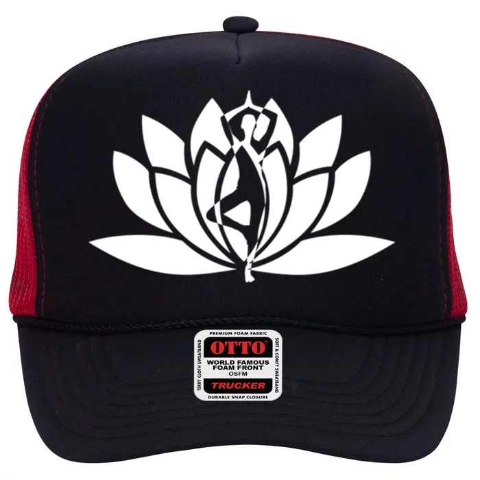 Yoga With Lotus Flower Cool Gift High Crown Mesh Trucker Hat