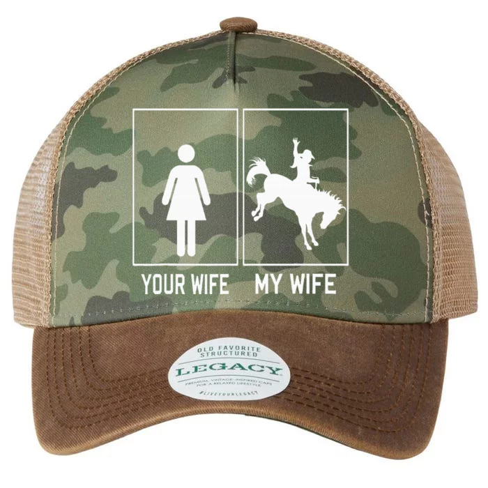 Your Wife My Wife Horse Cowgirl Riding Funny For Husband Legacy Tie Dye Trucker Hat