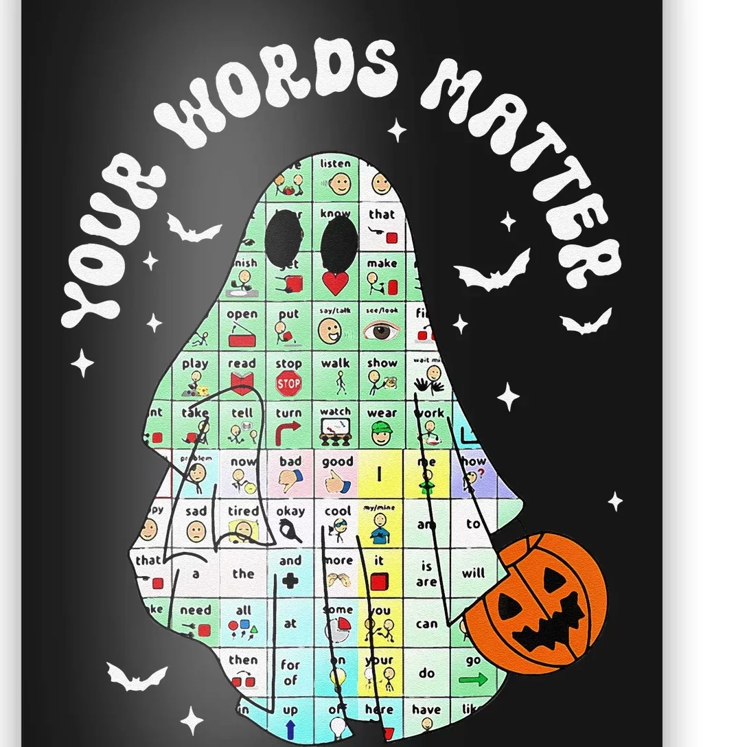 Your Words Matter Pumpkin Ghost Slp Speech Therapy Halloween Gift Poster