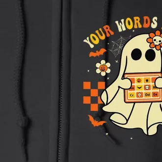 Your Words Matter Slp Speech Therapist Halloween Ghost Full Zip Hoodie