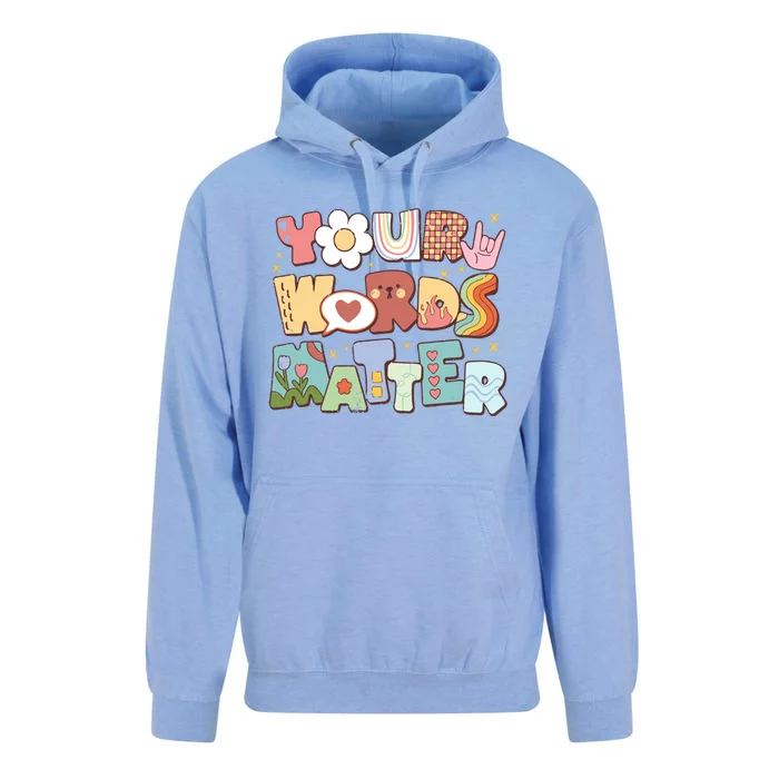 Your Words Matter Special Education Teacher Unisex Surf Hoodie