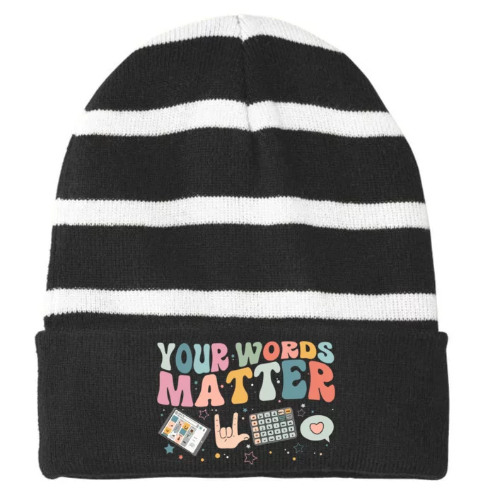 Your Words Matter Striped Beanie with Solid Band