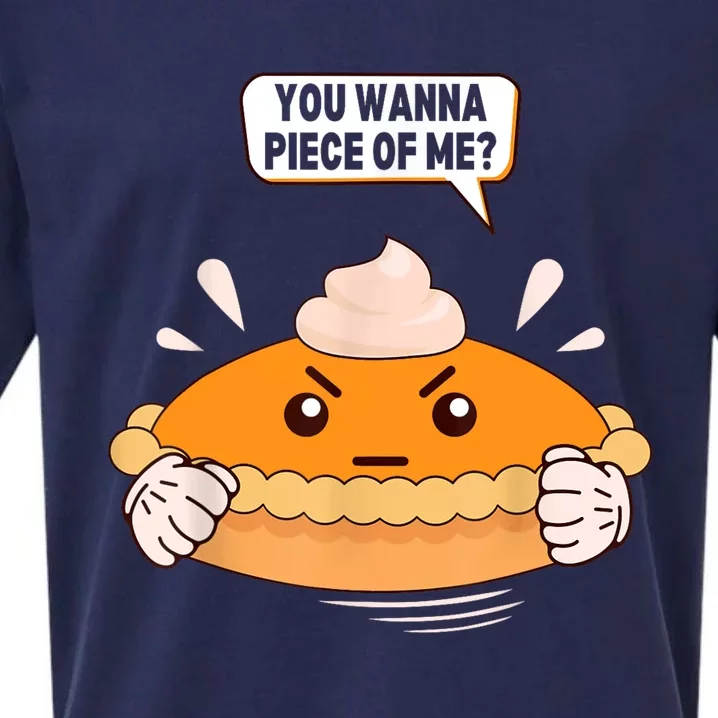 You Wanna Piece Of Me. Pumpkin Pie Lover Funny Thanksgiving Sueded Cloud Jersey T-Shirt