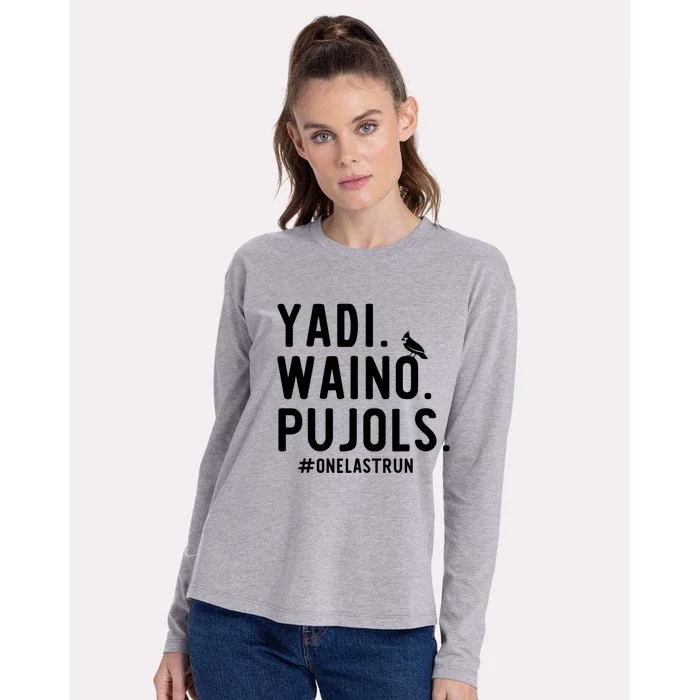 Yadi Waino Pujols One Last Run Womens Cotton Relaxed Long Sleeve T-Shirt