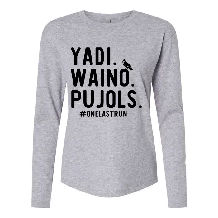 Yadi Waino Pujols One Last Run Womens Cotton Relaxed Long Sleeve T-Shirt