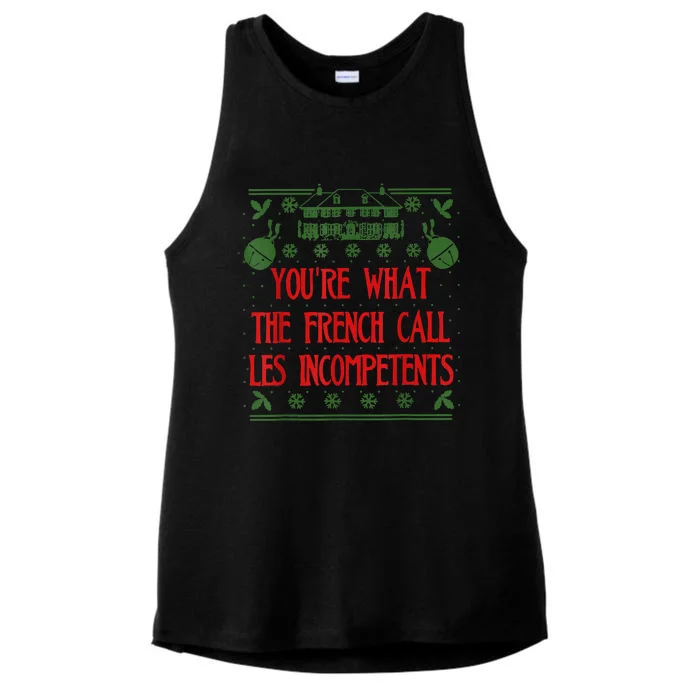 You're What The French Call Les Incompetents Xmas Alone Home Ladies Tri-Blend Wicking Tank